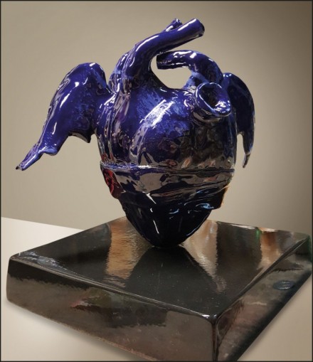 IN VOLO ( BLU)  2017 CERAMICA SMALTATA  COLORE BLU 2 COTTURE